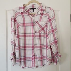 WHBM Plaid Button-down Top
